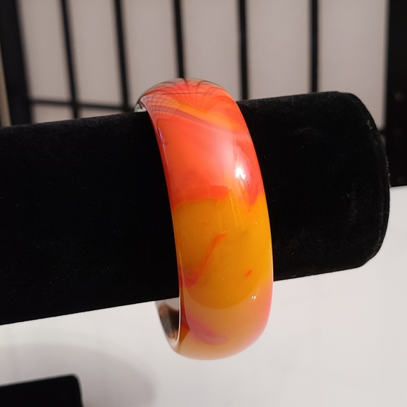 Large Wide Agate Stone Vibrant Multi Colored Bangle (63mm-64mm) - Picture 3 of 8